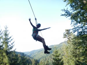 Teilnehmer des Erlebnisseminars an der Zipline Hirschgrund